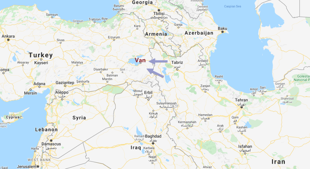 Van Province in Turkey border Iran for roughly 300 kilometers | Source: Google Maps
