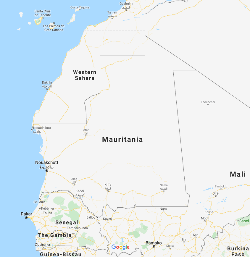 Irregular migration departure points along the West African coast are increasingly shifting southwards due to migration crack downs and patrols, making journeys to Europe more precarious | Credit: Google Maps