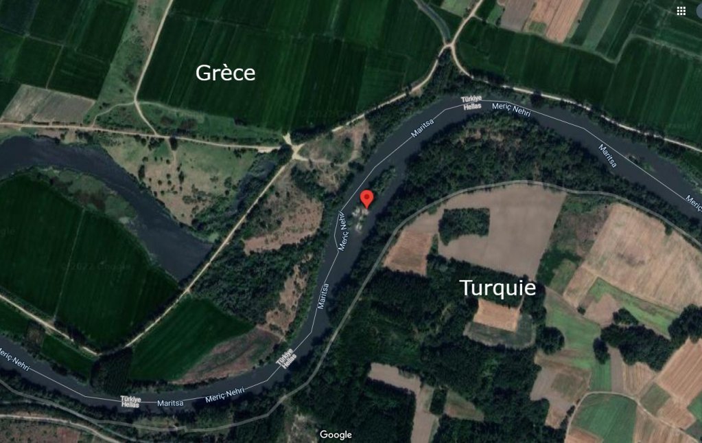 مرز ترکیه و یونان. عکس از گوگل مپ گرفته شده است