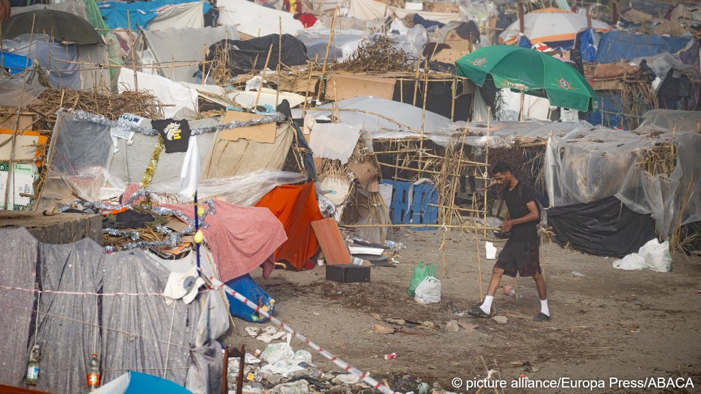 Settlements on El Trampolin Beach in Ceuta, Spain have emerged followed the mass arrival of people at the end of July | Photo by Marcos Moreno/Europa Press/ABACAPRESS.COM