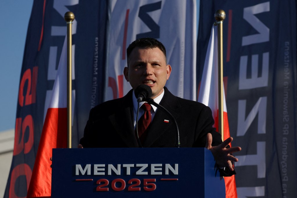 Slawomir Mentzen, le candidat de la formation d'extrême-droite libertarienne, Confédération, le 20 mars 2025. Crédit : Reuters