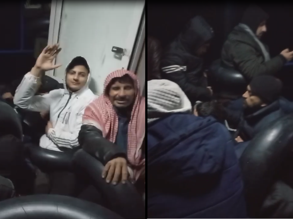 صور مأخوذة من مقطع فيديو أرسله المهاجرون لعائلاتهم قبل انقطاع الاتصال. 12 كانون الأول/ديسمبر 2023. المصدر: أهالي المهاجرين