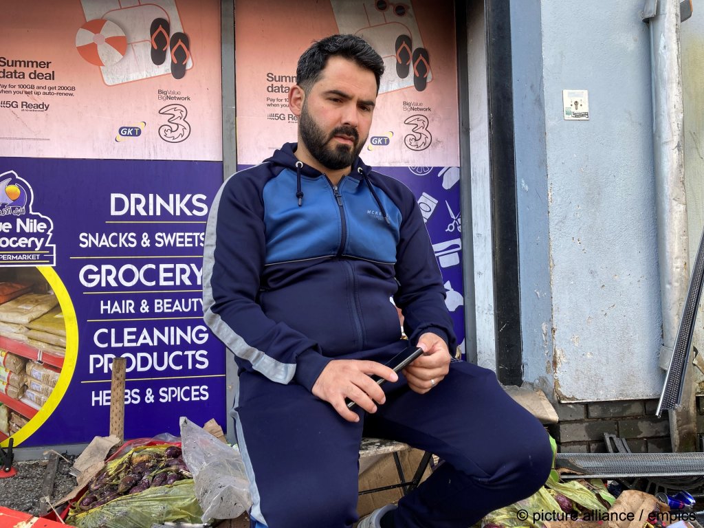 Abdelkader Mohamad Al Alloush, owner of the Sham Supermarket on Donegall Road in Belfast. The shop was burned following an anti-immigration protest on Saturday. Another attempt was made to burn it on Monday night | Photo: Rebecca Black / empics / picture alliance