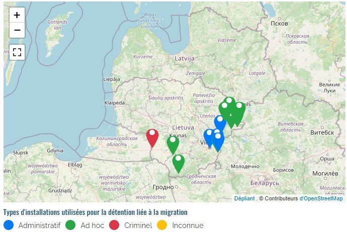 Les centres pour migrants en Lituanie. Crédit : capture d'écran Global detention project