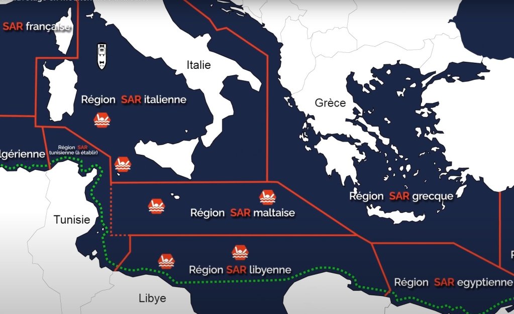 Les différentes SAR zones en Méditerranée. Crédit : SOS Méditerranée