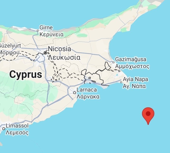 A map posted on the X page of Alarmphone shows the last known location of the boat before it apparently capsized | Source: X page @alarm_phone