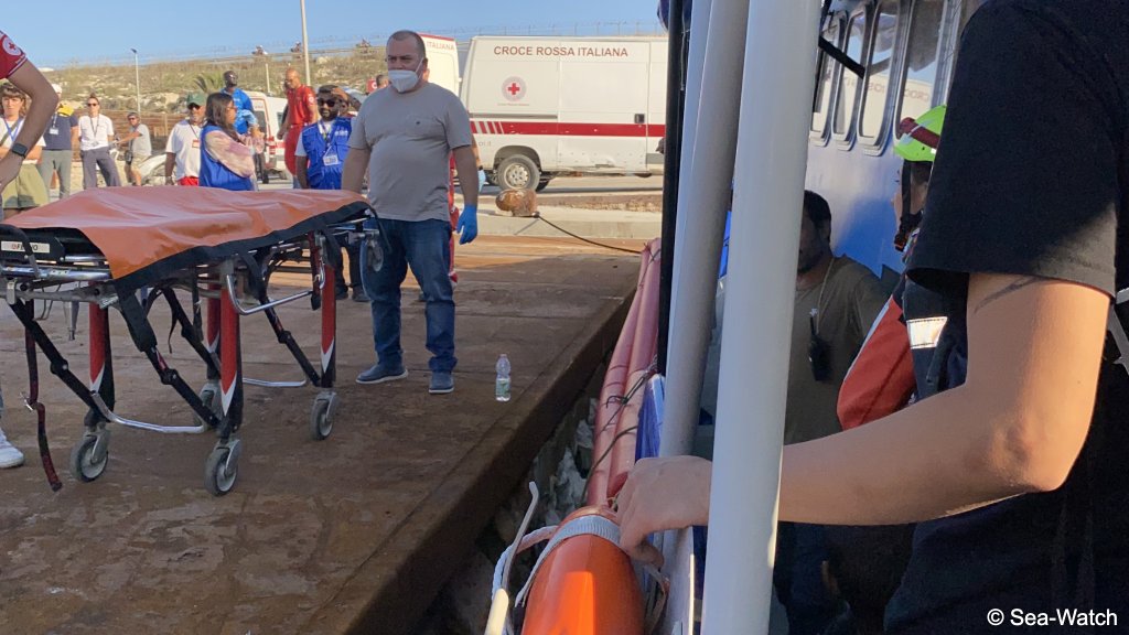 During this rescue, the Sea-Watch crew also recovered two bodies. From survivor accounts, they believe at least six people may still be missing, including three children | Photo: Sea Watch Press Office