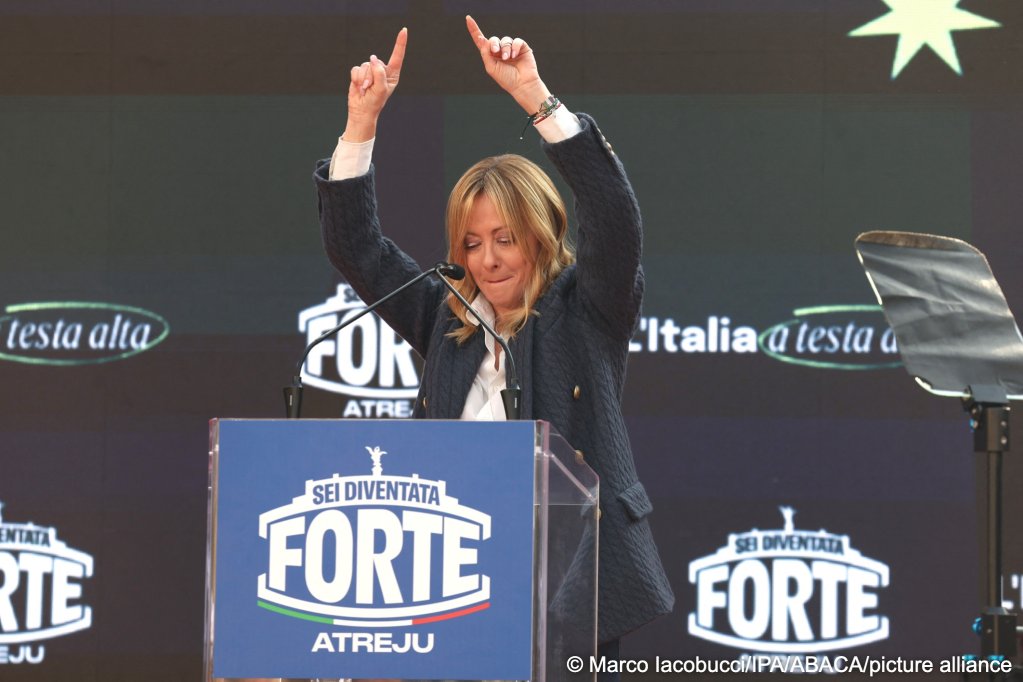 File photo: Italian Prime Minister Girogia Meloni speaks on the closing day of the demonstration organized by the Brothers of Italy party at Castel Sant'Angelo in Rome, Italy on December 14, 2025 | Photo: Marco Iacobucci/IPA/ picture alliance