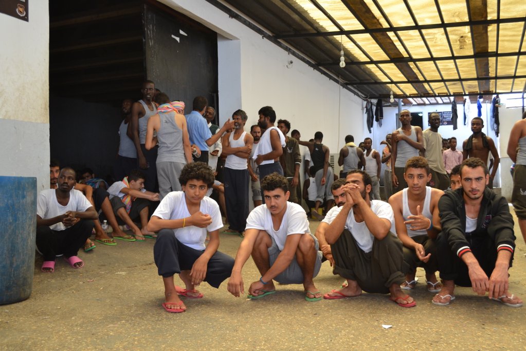 From file: Migrants pictured at the Tarik Sika detention camp in Libya, pictured in 2017 | Photo: Maryline Dumas