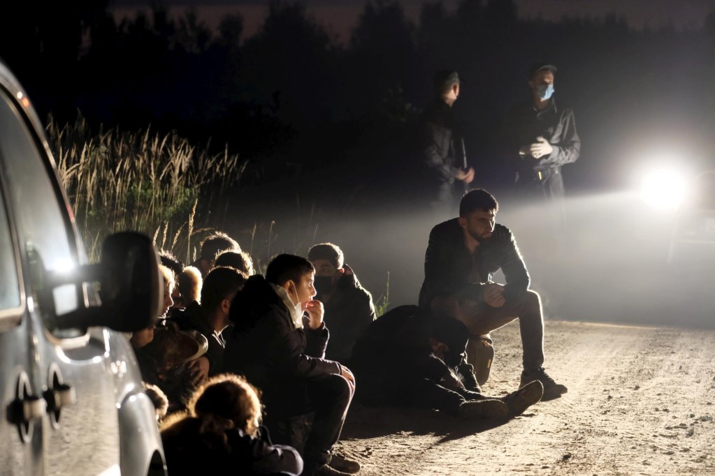 A group of migrants detained near the Belarus-Latvia border on August 11, 2021 | Photo: EPA/Valda Kalnina