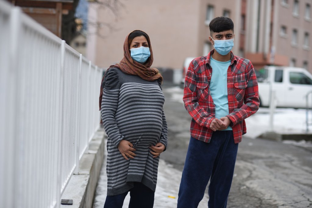 Tazagol and her son Milad outside the Refuge Solidaire in Briançon. She fled Afghanistan when her child was little because her former husband, a drug addict, wanted to sell him for cash | Photo: Mehdi Chebil