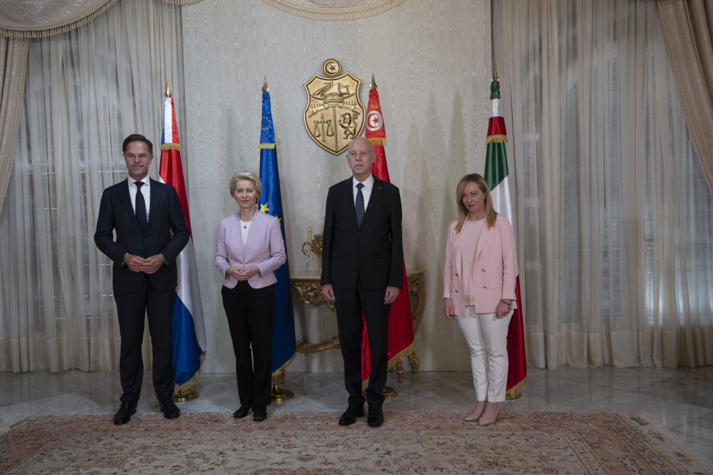 From file: Various European countries are hoping to create recipricol agreements with Tunisia, offering training and investment in the country, in return for help tackling migration and employment for some skilled workers. Here the Tunisian President meets Italian and Dutch leaders along with Commission President Ursula von der Leyen | Photo: Filippo Attili / Chigi Palace Press Office / ANSA