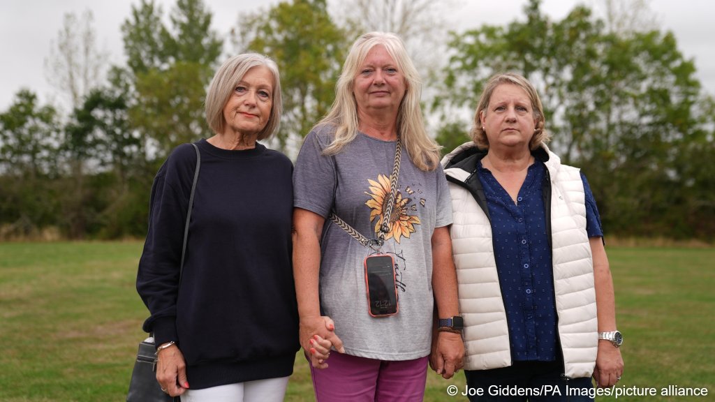 Gloria Brown, 69, Kim Elliot, 59, and Heidi Meakin, 61, residents of Piddington village in Oxfordshire, all oppose government plans to house asylum seekers near their village | Photo: Joe Giddens/PA Wire