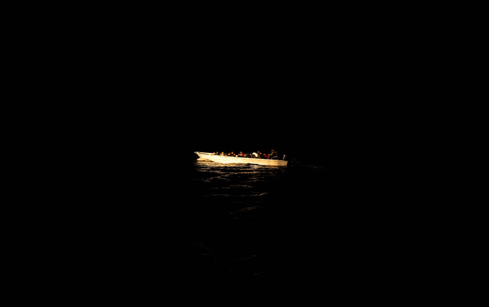 In November 2023, the Ocean Viking went to the aid of this boat in distress in the Mediterranean | Source: X/SOS Méditerranée