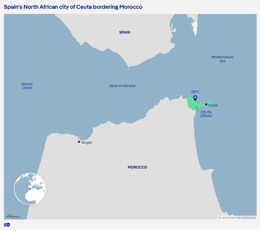 A map showing Ceuta's location | Source: DW