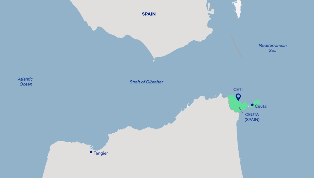 A DW graphic to show where Ceuta sits within Moroccan territory and the sea | Source: DW Graphics