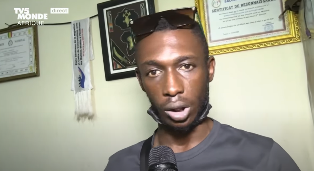 Moussa Sacko speaks to reporters after landing in Mali | Source: Screenshot TV5 Monde Afrique report