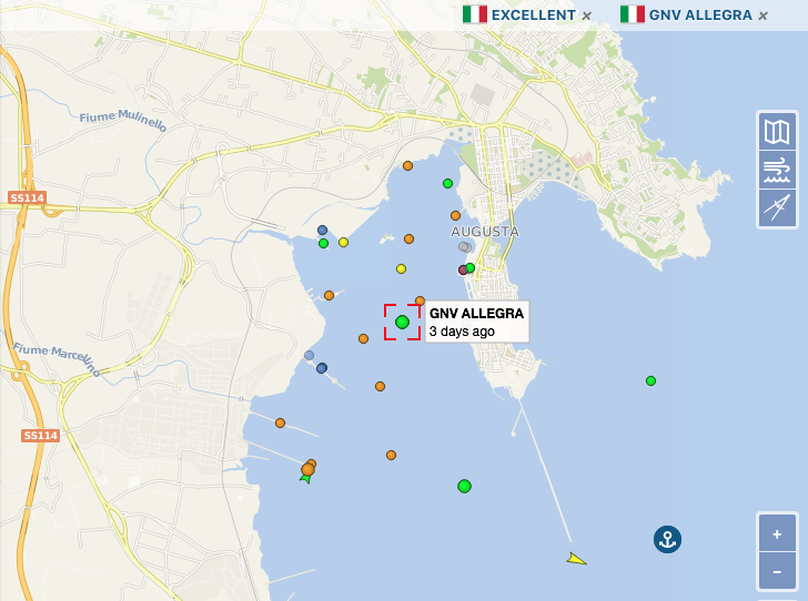 The ferry Azzurra off Lampedusa, August 4. Credit: ANSA / Alessandro di Meo
