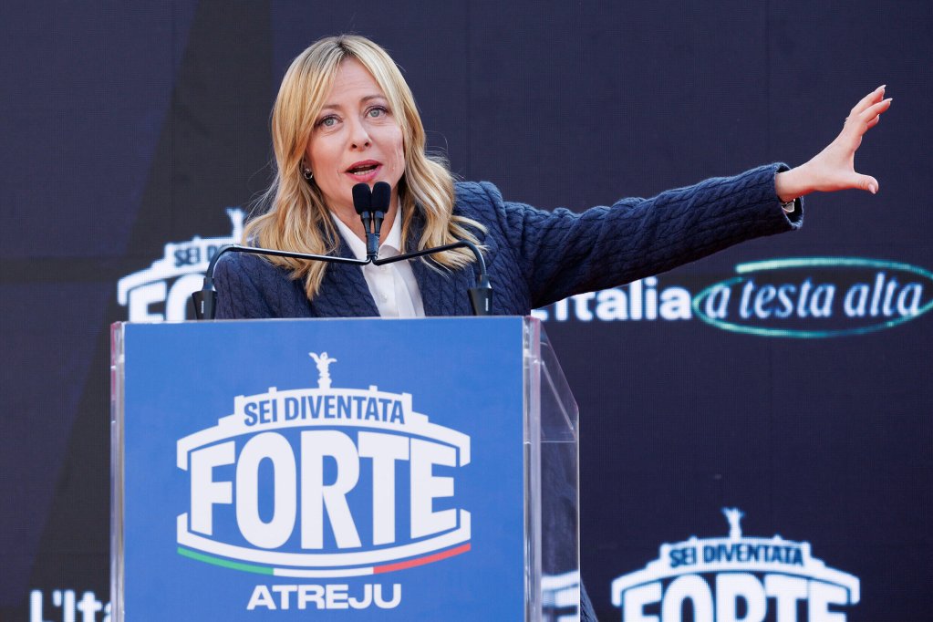 Italian Prime Minister Giorgia Meloni at a Fratelli d'Italia Atreju event in Rome in December 2025 | Photo: Roberto Monaldo / AP