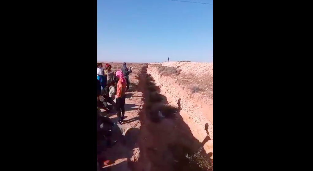 Migrants abandoned in the desert beg Tunisian border guards to let them return to Tunisia on August 1, 2023. | Photo: Screenshot / Twitter