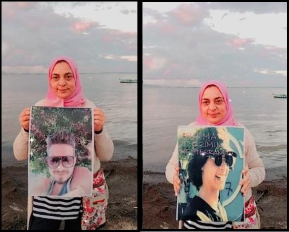 جليلة تمسك بصورة ابنيها الذين توفوا غرقا في البحر المتوسط أثناء محاولتهم الهجرة من تونس إلى أوروبا.