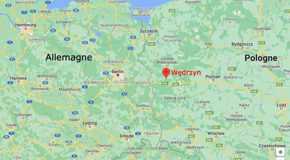 Le camp militaire est situé à Wędrzyn en Pologne. Crédit : Google map