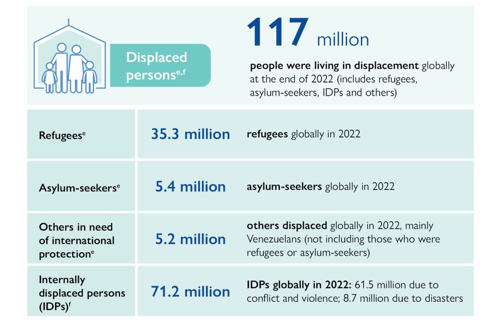 Displaced persons globally in 2022 | Source: IOM