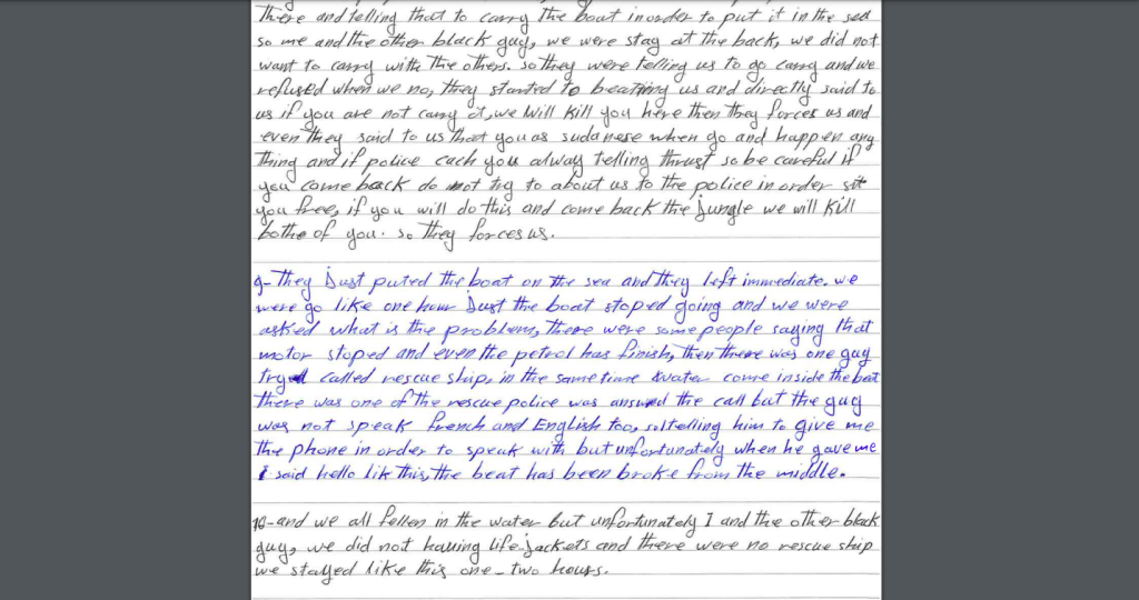 An excerpt from a handwritten letter from prison penned by Ibrahim A. prior to his acquittal | Photo: InfoMigrants