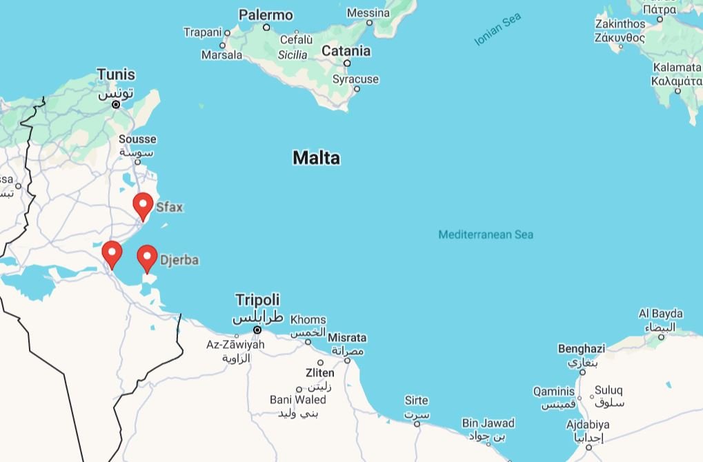 Thousands of migrants use Tunisia as a transit hub for reaching Europe | Credit: GoogleMaps