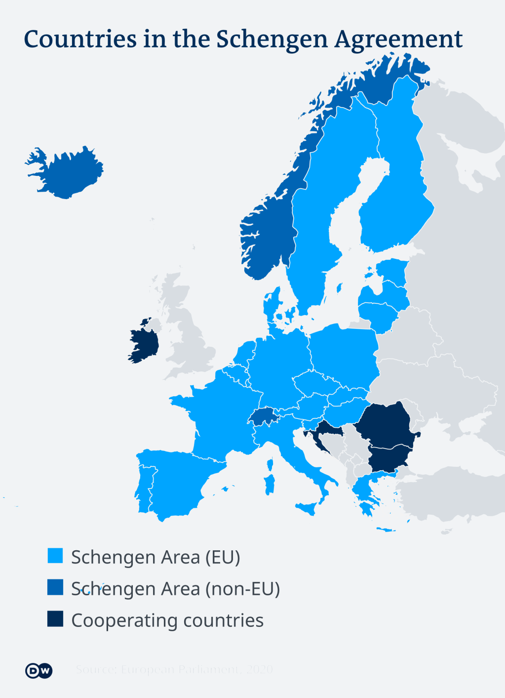 Countries in the Schengen agreement | Credit: DW
