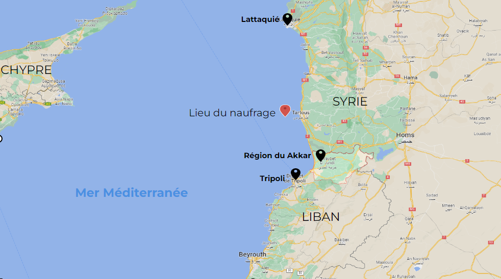 De nombreuses victimes libanaises étaient originaires de la région du Akkar, dans le nord du pays. Crédit : Piktochart/Google maps