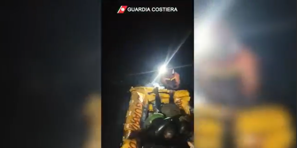 It is thought the two men the fishermen rescued were also on board the metal boat from Sfax that sank off Lampedusa on Monday afternoon | Source: Italian coast guard Guardia Costiera press release