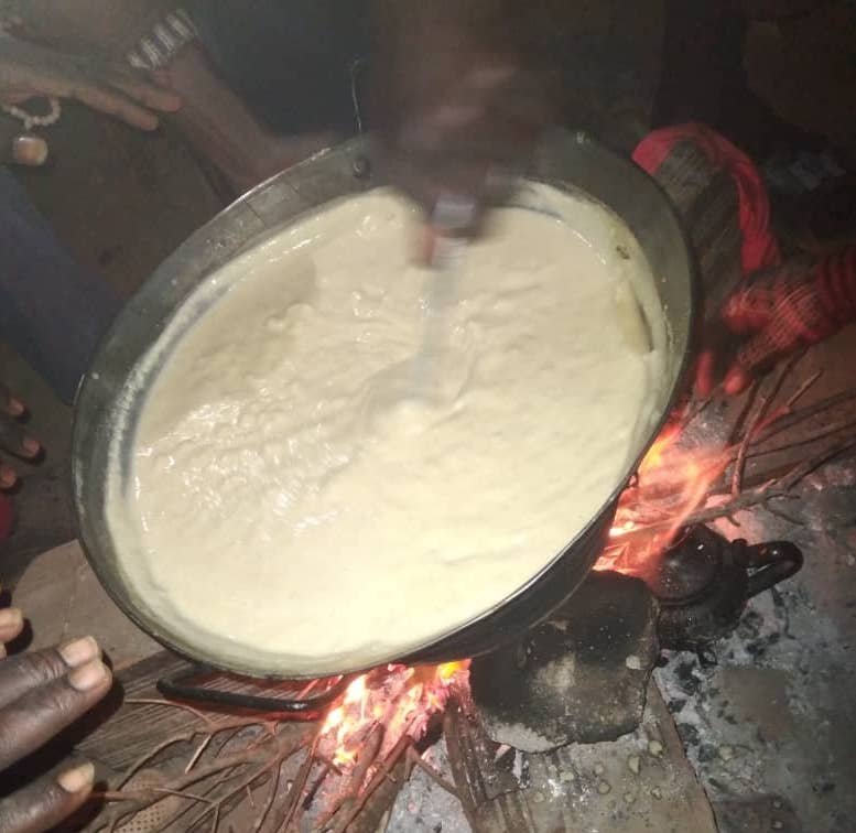 A powder mixed with hot water and boiled over the fire for at least 20 minutes is the food, eaten once a day, says Ousman | Photo: Private
