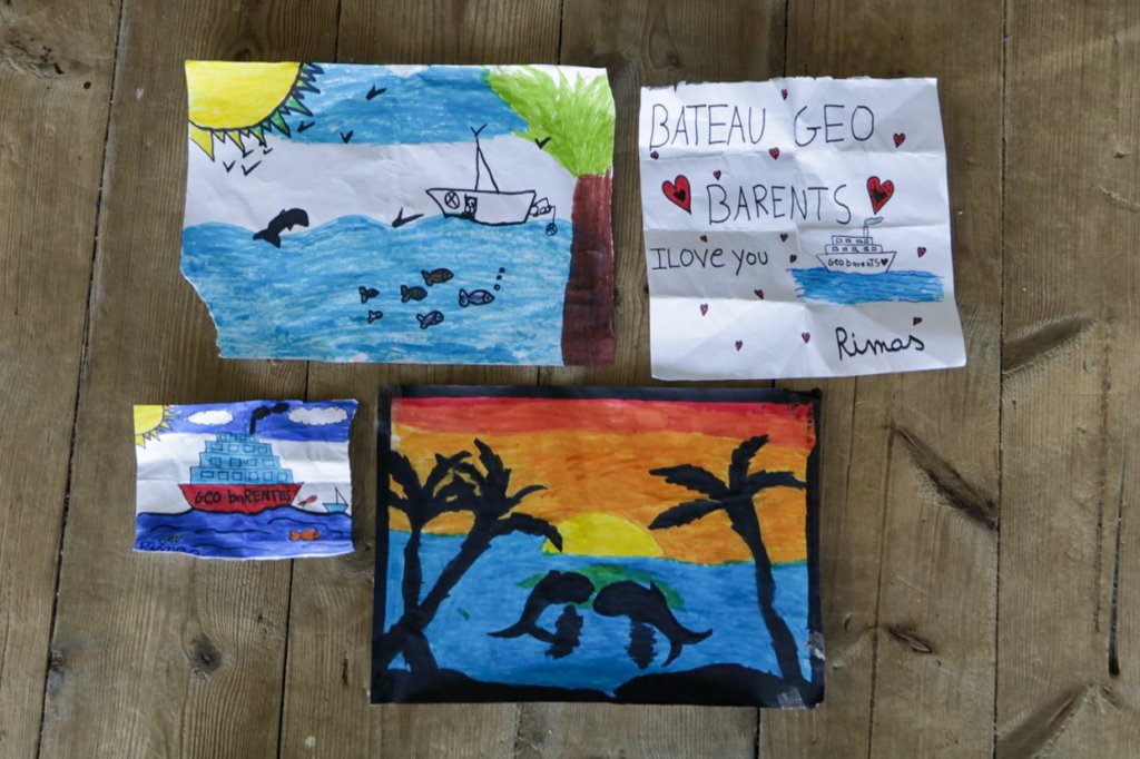 Children's drawings from on board the Geo Barents | Photo: Twitter feed @MSF_Sea