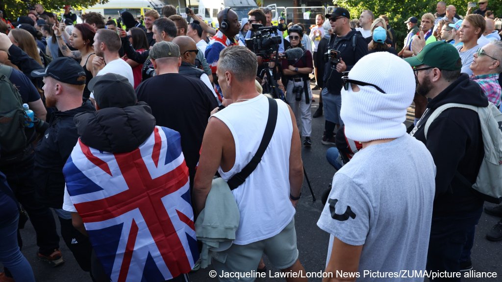 Some of the protestors, as well as right-wing politicians, including Chris Philps have claimed that the issue of housing asylum seekers is causing a 'public safety crisis' | Photo: Jacqueline Lawrie/London News Pictures via ZUMA Press Wire