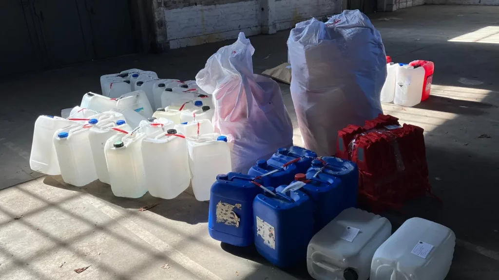Jerrycans and lifevests were among the items seized by investigators in the raids in Germany | Source: Europol press office