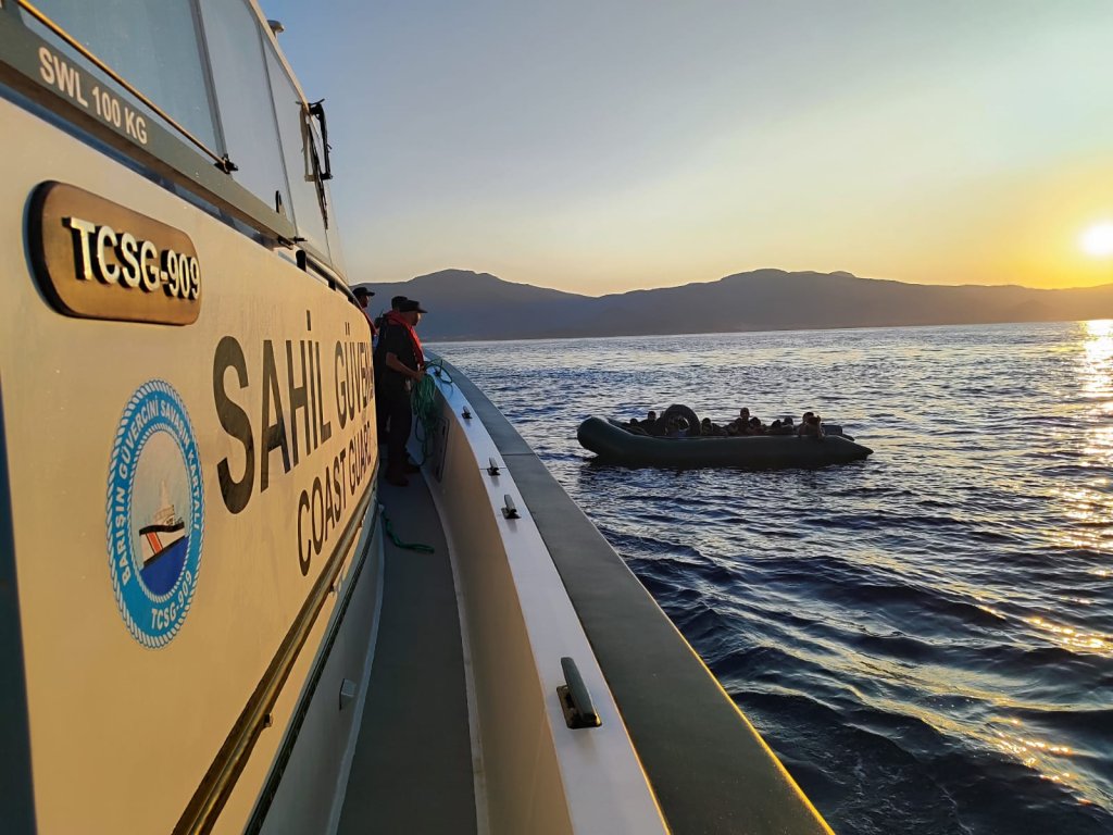 The Turkish coast guard said they intercepted this migrant boat not far from the Turkish coast on June 18 and returned the migrants to Turkey | Source: Turkish Coast Guard Press Office