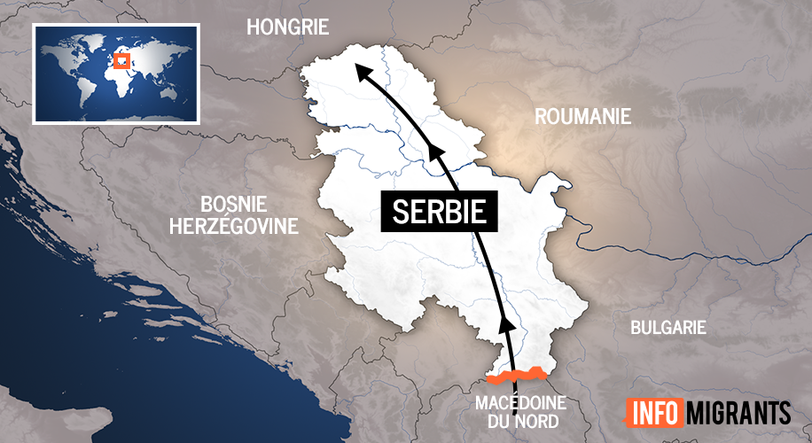 Map illustrating the passage of migrants via the Balkan Route and Serbia | Credit: InfoMigrants