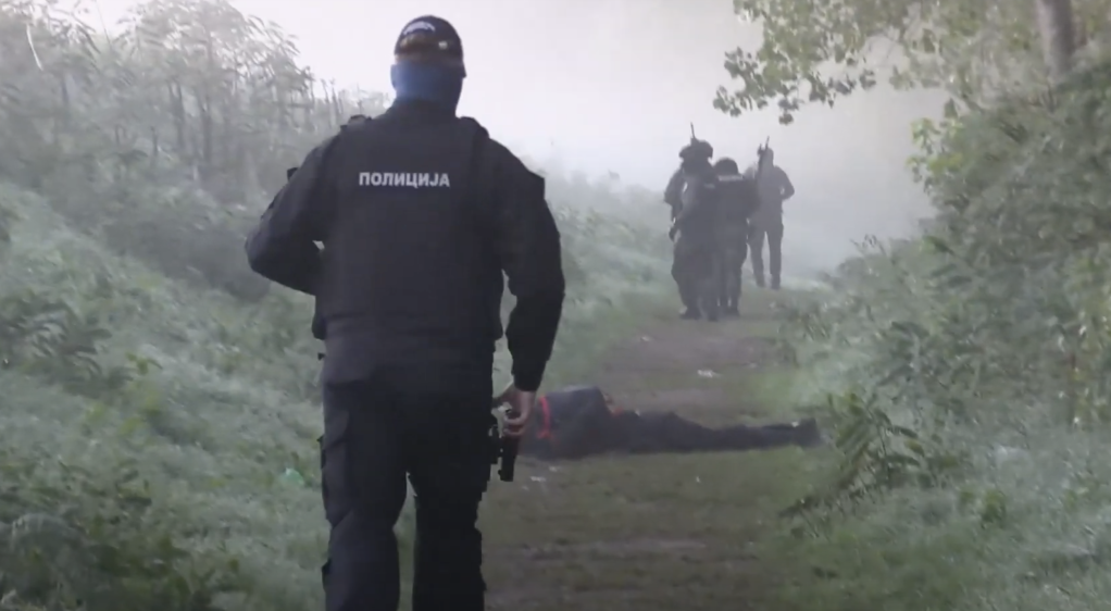 Serbian special police raided a camp on the banks of the Tisza River near the Hungarian border on Wednesday, October 5 | Source: Screenshot YouTube Serbian Interior Ministry