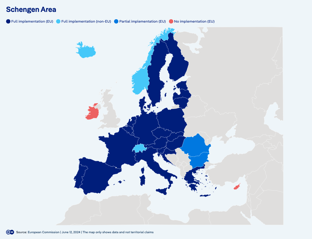 Map of Schengen Area | Source: dw.com
