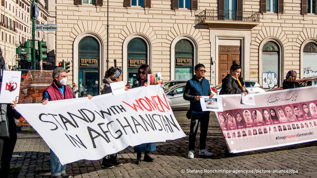 During a protest held in Rome in January 2024, people are seen protesting against the Taliban | Photo: Stefano Ronchini / picture alliance / ipa-agency