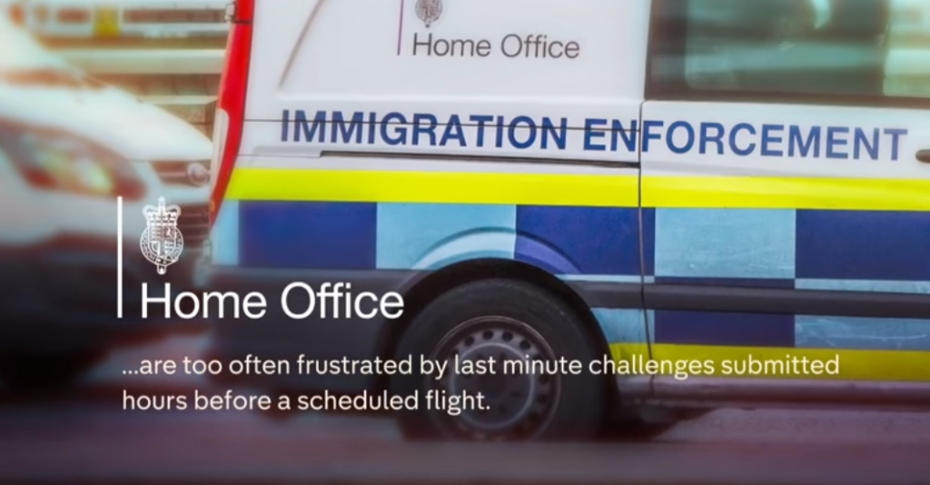 Le Home Office pointe les recours en justice formulés peu avant le départ des vols d’expulsion pour expliquer cette affaire.  | Capture d’écran Channel 4 News