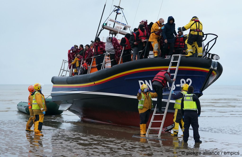 From file: A group of people thought to be migrants being brought in to Dungeness, UK on November 20, 2021 by a British Royal National Lifeboat Institution (RNLI) crew  | Photo: Gareth Fuller/PA Wire