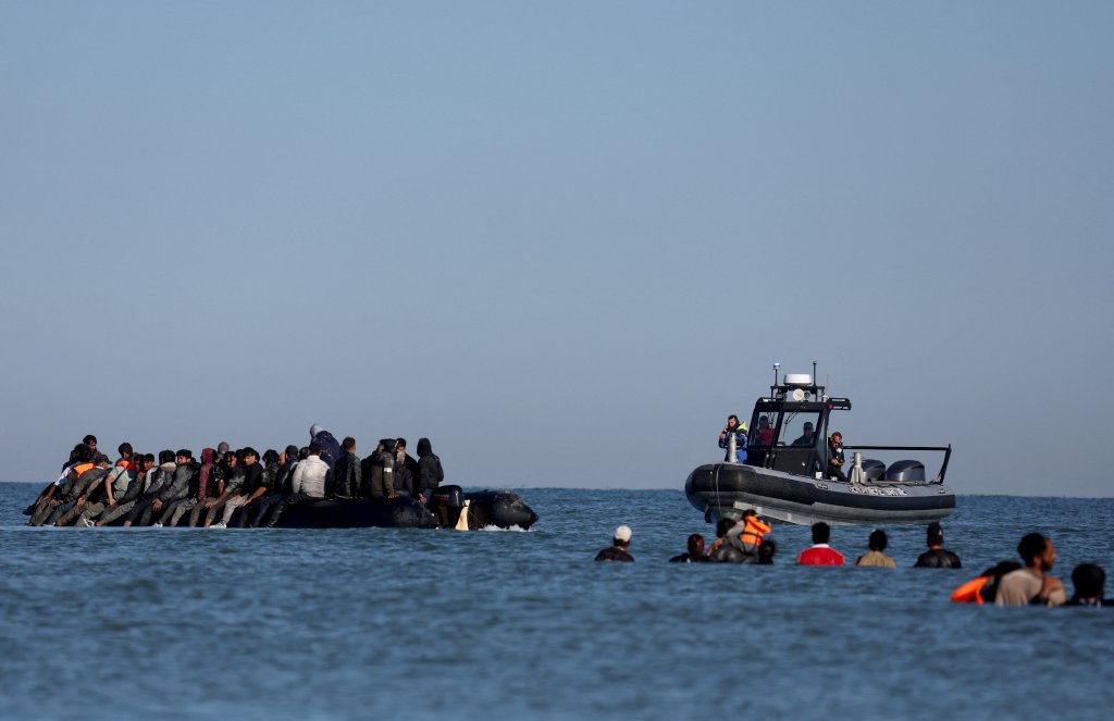 Migrants in the English Channel on August 25, 2025. Photo: Reuters