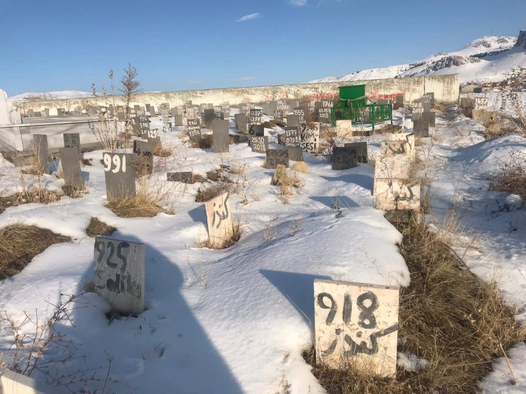 The cemetery for Afghan migrants in Van, Turkey. Gravestones marked with numbers are for those who are not identified | Photo: Mahdi Heydari
