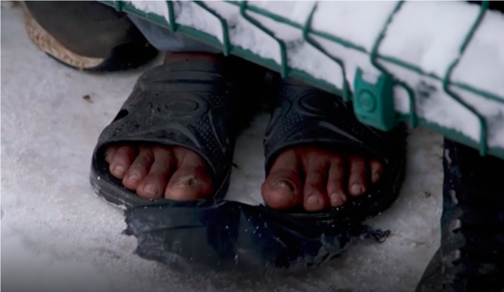 Frostbite and hypothermia have been reported among migrants following the closure of the Lipa camp | Screenshot from DW video report