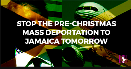 A campaign poster from Detention Action trying to stop the deportation flight to Jamaica take off | Source: Screenshot of Detention Action campaign page