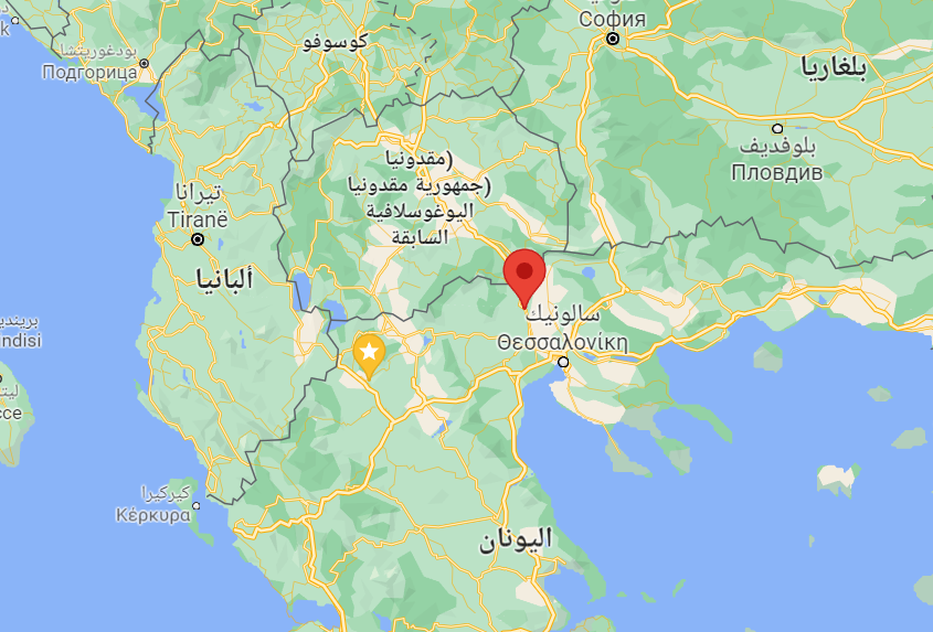 موقع مخيم "نيا كافالا" في شمال اليونان. المصدر: خرائط غوغل