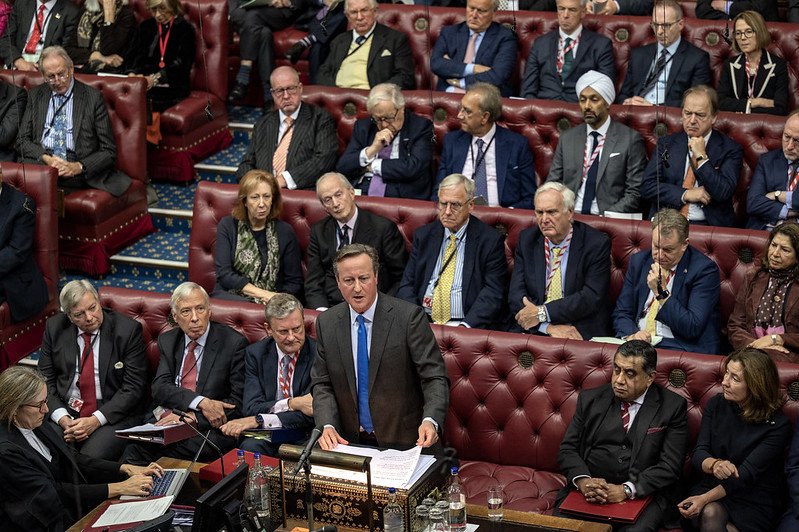 From file: Pledges to cut immigration began back when the current Foreign Secretary, Lord David Cameron, pledged to cut net migration on taking power in 2010 | Photo: Annabel Moeller / House of Lords Press Office 2023