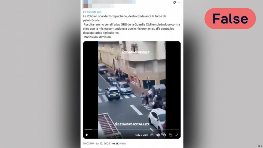 This video does not show migrants attacking the police in Torre Pacheco | Photo: X
